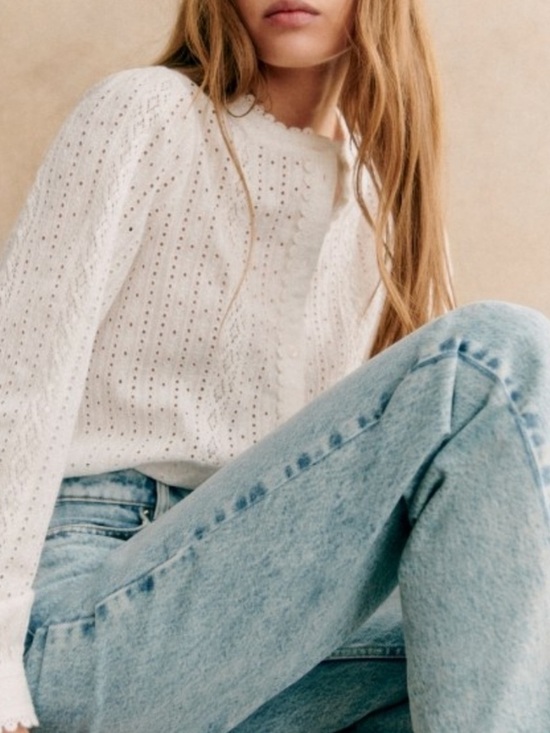 Sezane Tops - SEZANE Marinette Eyelet Button Down Shirt White Exru - NWOT, 36 / Small / 4